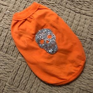 Orange skull bling crystal dog cat t M rhinestone